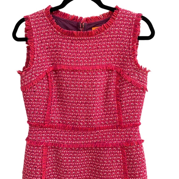 Tory Burch Women’s Petula Merlot Tweed Fringe Sleeveless Sheath Dress size 2 - Picture 3 of 12